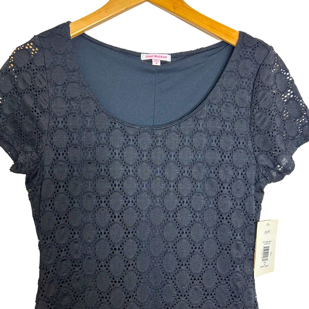 NEW Isaac Mizrahi Black Lace Cocktail Dress Size Medium with FLAW